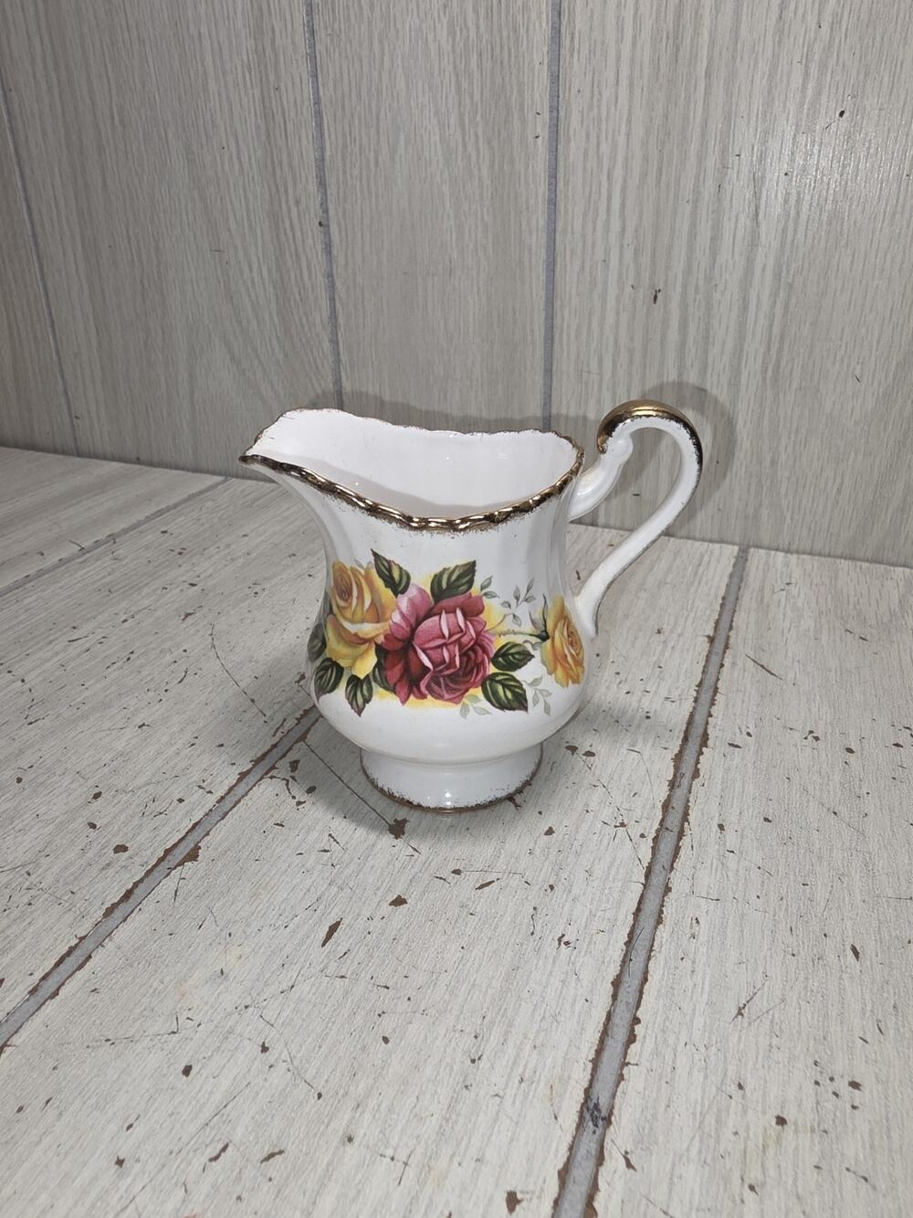 Vtg Paragon Creamer Pink & Yellow Roses England Cottagecore Heritage GrandmaCore